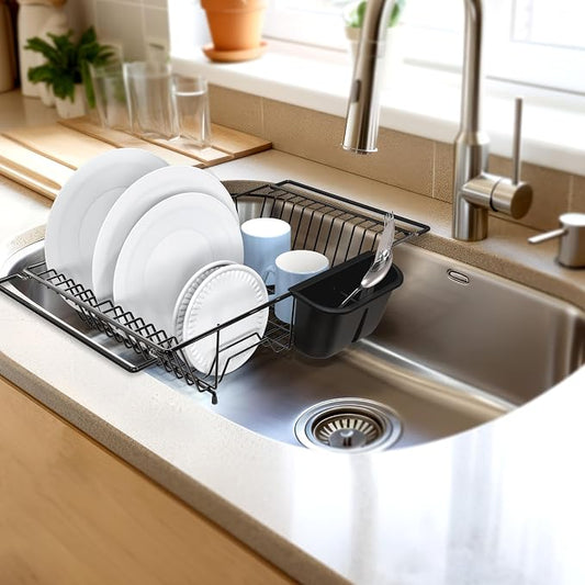 SIMPLE HOUSEWARE Large Over Sink Counter Top Stainless Steel Dish Drainer - Image 2