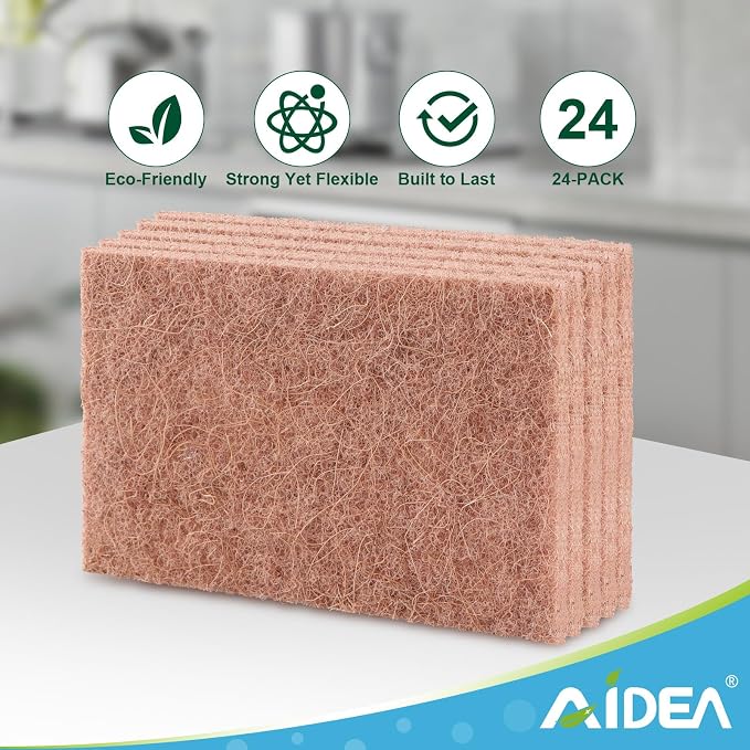 AIDEA Non-Scratch Natural Scouring Pads, Dish Scrubber Pads - Image 6