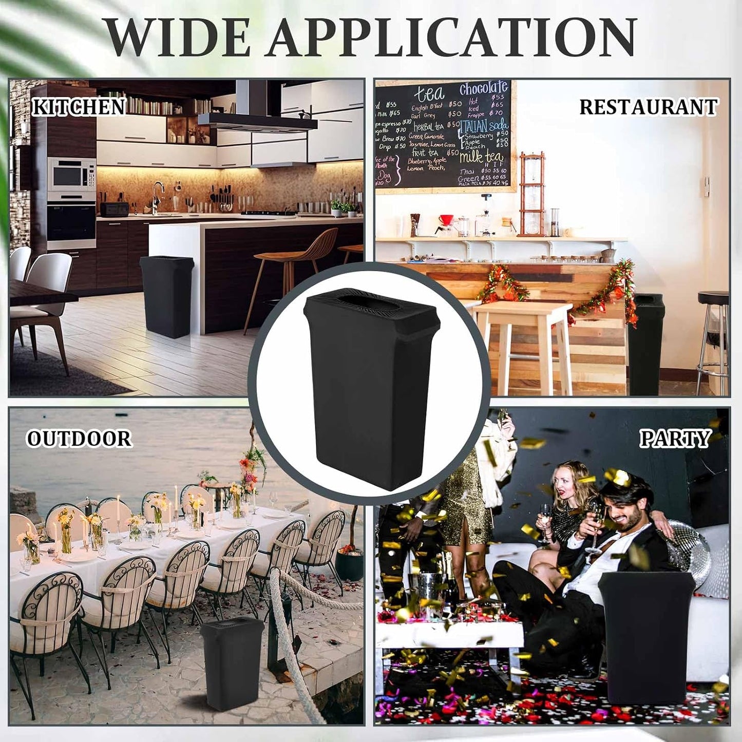 Windyun 40 Pcs 23 Gallon Spandex Trash Can Cover for Events,Black | Stretchable for Wedding Party Fundraiser, Garden Events Decor, Elastic Spandex Fabric, Hides Bins, Trash Can Not Included