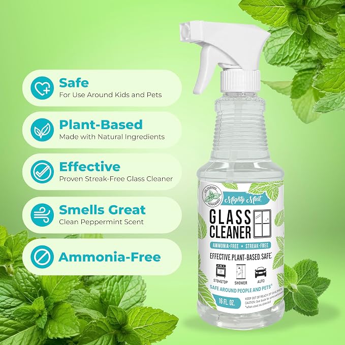 Mighty Mint Glass Cleaner, Ammonia-Free, Streak-Free Spray - Image 6