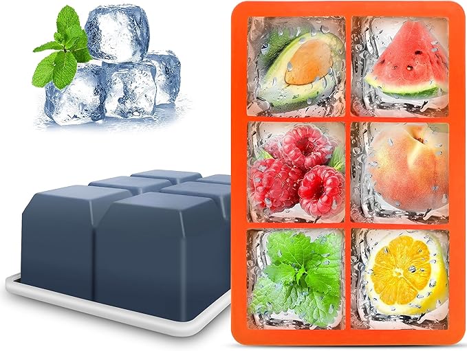 Silicone Ice Cube Trays with Lids, Large Square Ice Cube Molds by Excnorm