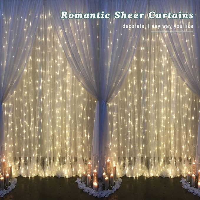 Chyhomenyc Extra Long White Sheer Curtains 144 inch 2 Panels Set, Translucent - Image 4