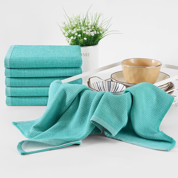 Homaxy Premium Kitchen Towels, Large Cotton Kitchen Hand Towels, Flat and Terry - Image 6