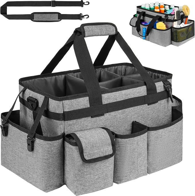 Cleaning Caddy Bag, Large Cleaning Supplies Organizer by ZIOZERTT