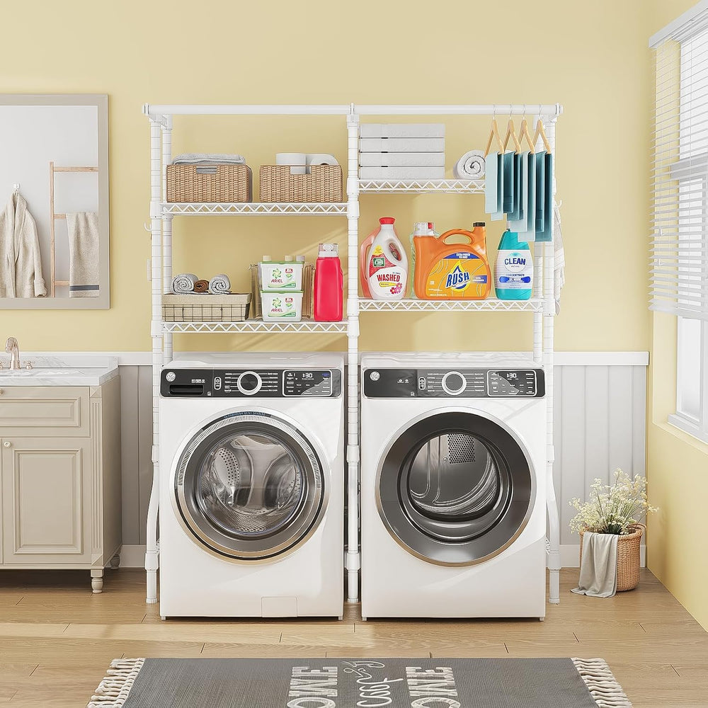 ULIFHOME U14 Over Washer and Dryer Storage Shelves, 4 Tiers Laundry Room Stor...