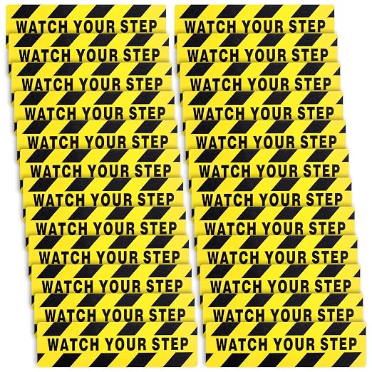Boao 24 Pieces Watch Your Step Stickers Sign 6 x 24 Inch Caution Watch Your by Boao