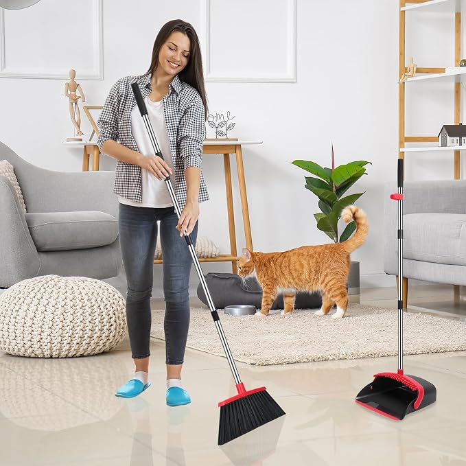 NACENA Broom and Dustpan Set, 52-in Long Adjustable Handle Broom Dustpan Combo - Image 7