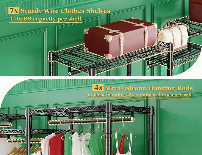 Raybee Clothes Rack, 725 LBS Clothing Rack Adjustable Clothing Racks - Image 5
