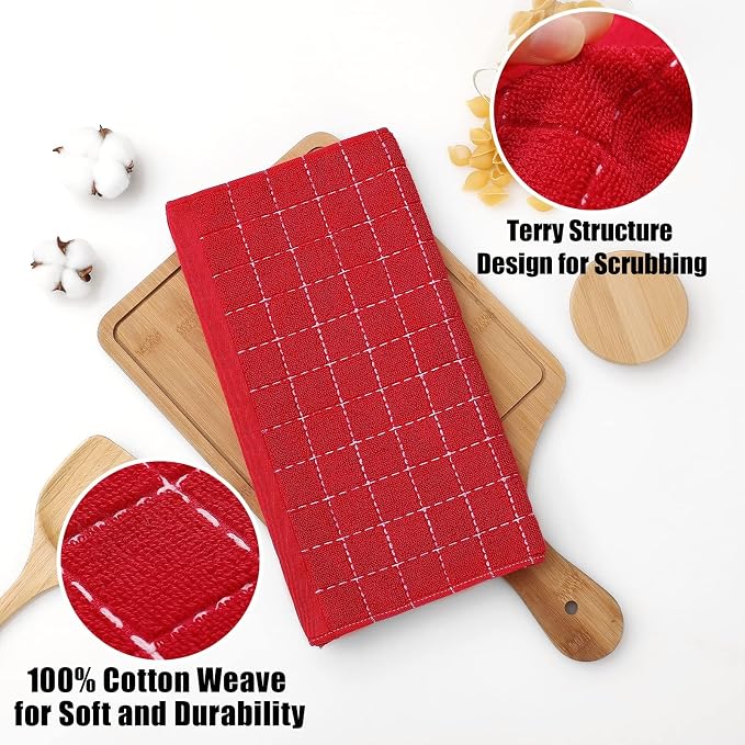 Homaxy 100% Cotton Terry Kitchen Towels, Checkered Designed, Soft and Super - Image 8