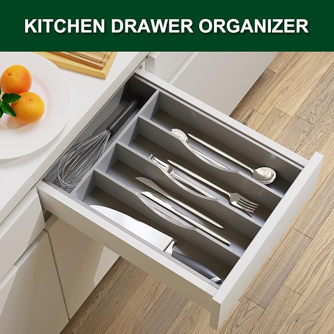 Bellsal Grey Utensil Organizer 10 Inch Silverware Tray - Image 2