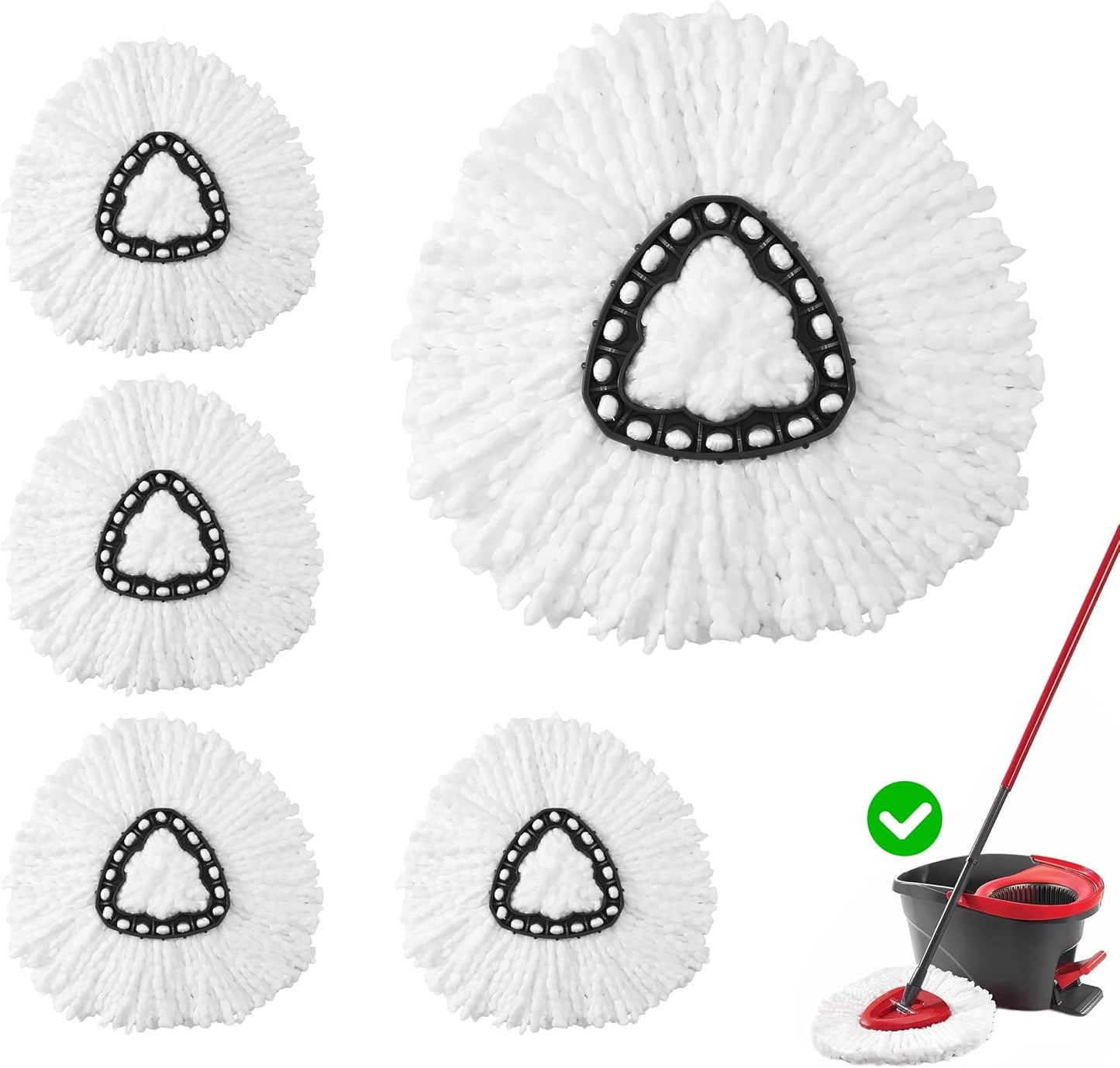 Microfiber Mop Heads Replacement for Ocedar Mops Head, Compatible with O Cedar Mop Replacement Heads,for Hardwood Laminate Tile Floors,Perfect for Home Kitchen Bathroom Living Daily Cleaning-4 Pack