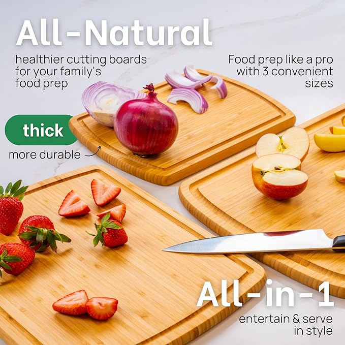 Wood Cutting Boards for Kitchen for Chopping Vegetables, Carving Meat, Slicing - Image 4