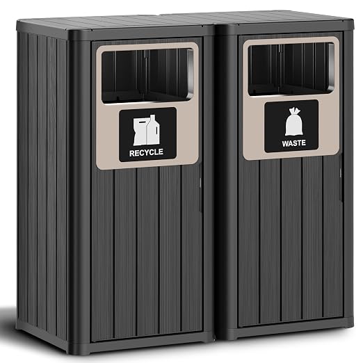 2pcs Outdoor Trash Can Waterproof Resin Garbage Can by WTFGO