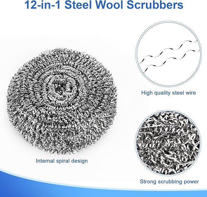 12Pack Upgraded Steel Wool Scrubbers - Image 2