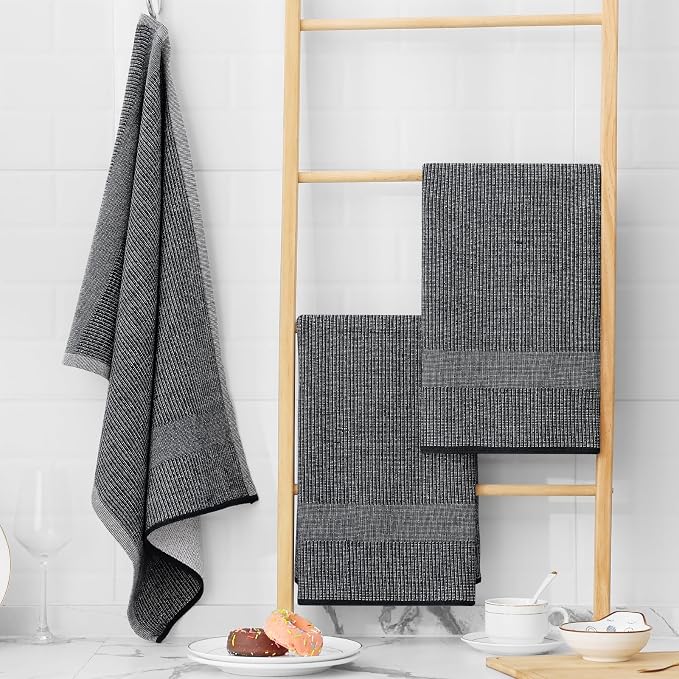 Homaxy Premium Kitchen Towels, Large Cotton Kitchen Hand Towels, Flat and Terry - Image 6