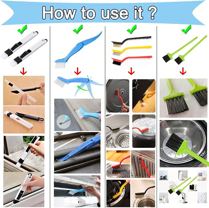 13pcs Window Groove Cleaning Brush Kit, Magic Window Track Cleaner, Crevice - Image 6