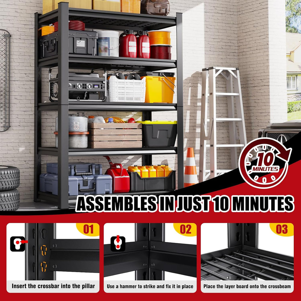 Set of 3 Garage Shelving-2500 lbs 5 Tier Storage Shelves,78"Hx46"Wx...