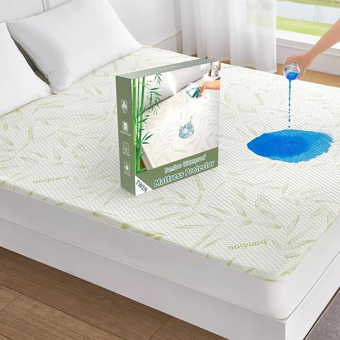 Twin Mattress Protector Waterproof Mattress Pad Washable Bamboo Rayon Mattress by SoftHour