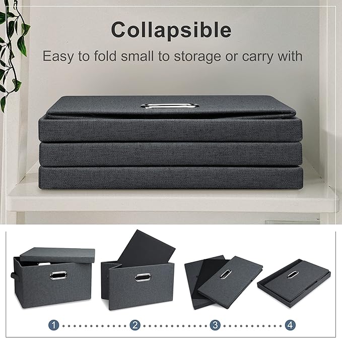Medium 15" 21 Quart Collapsible Stackable Storage Bins - Image 4