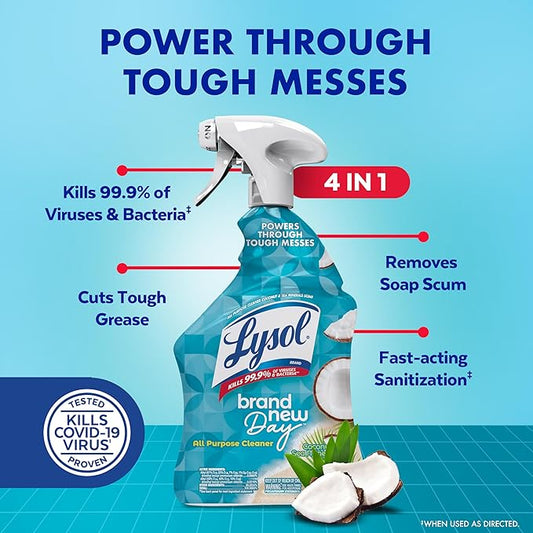 Lysol All Purpose Cleaner Spray, Kitchen & Bathroom Cleaner, Coconut & Sea - Image 2