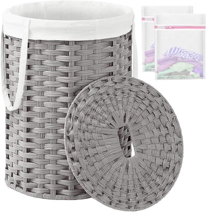 Laundry Hamper with Lid Laundry Basket with Lid 19.0 Gal Round Laundry Basket by SETVSON