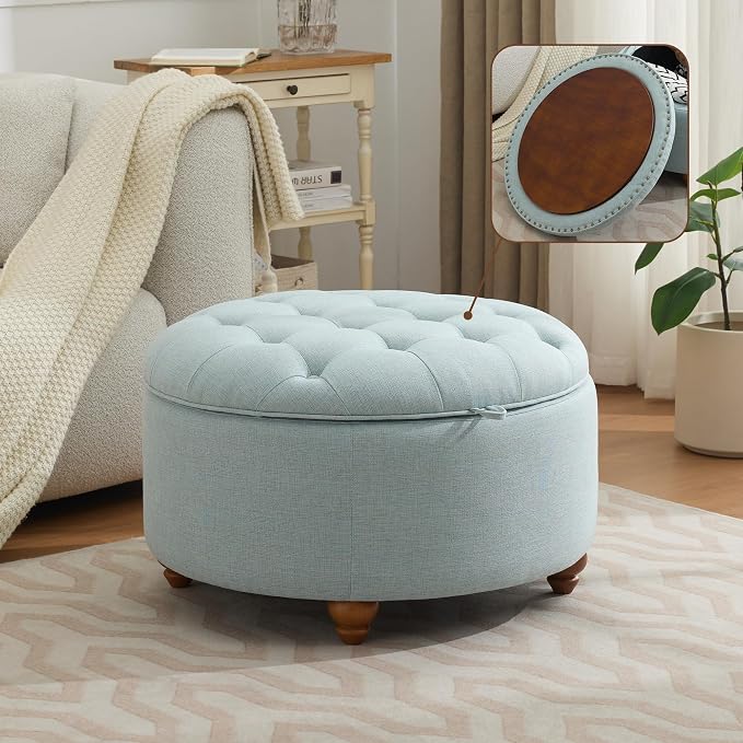 30Inch Round Storage Ottoman by WUTUTUEE