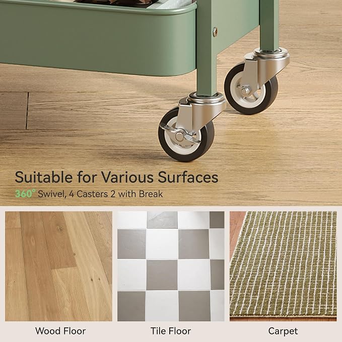 3 Tier Rolling Cart, Utility Cart - Image 5