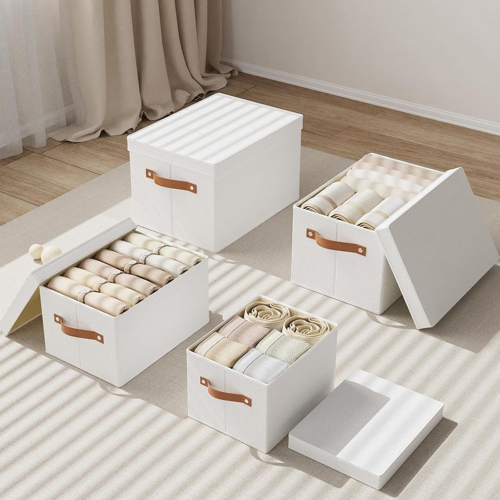 White Foldable Storage Bins,10.2×7.8×6.7 In,Shelf Baskets,5-Pack
