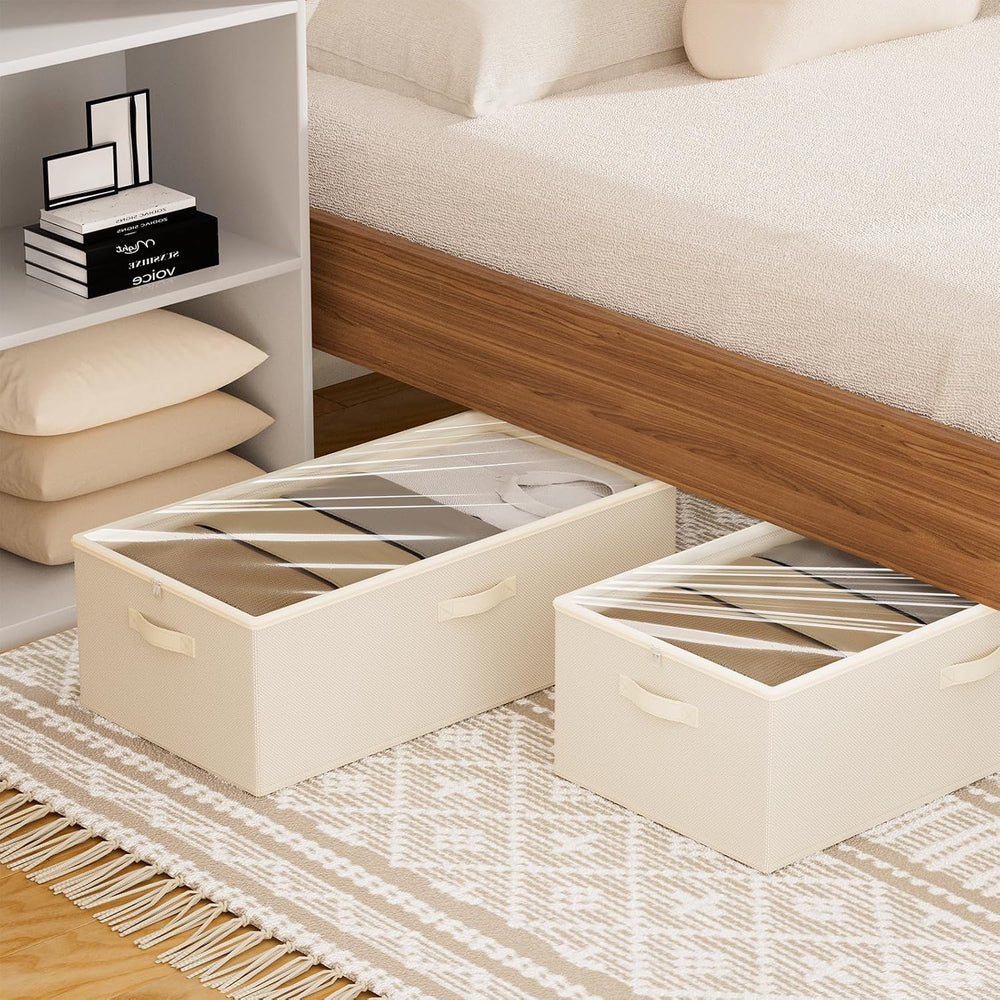 10inch 3 Pack Under Bed Storage Containers, 10 Inch Tall Underbed Clothes Sto...