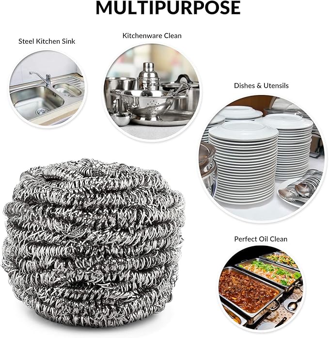 12 Pack Stainless Steel Scourers by Scrub It – Steel Wool Scrubber Pad Used - Image 2