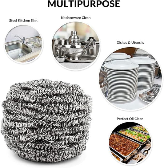 12 Pack Stainless Steel Scourers by Scrub It – Steel Wool Scrubber Pad Used - Image 2