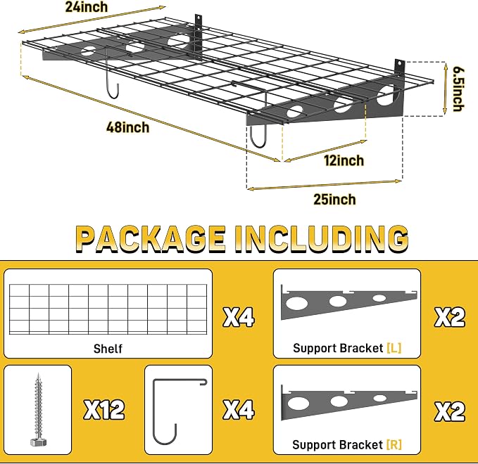 Ultrawall Garage Wall Shelves, 2 x 4 ft Wall Mounted Storage Shelves, Heavy - Image 2