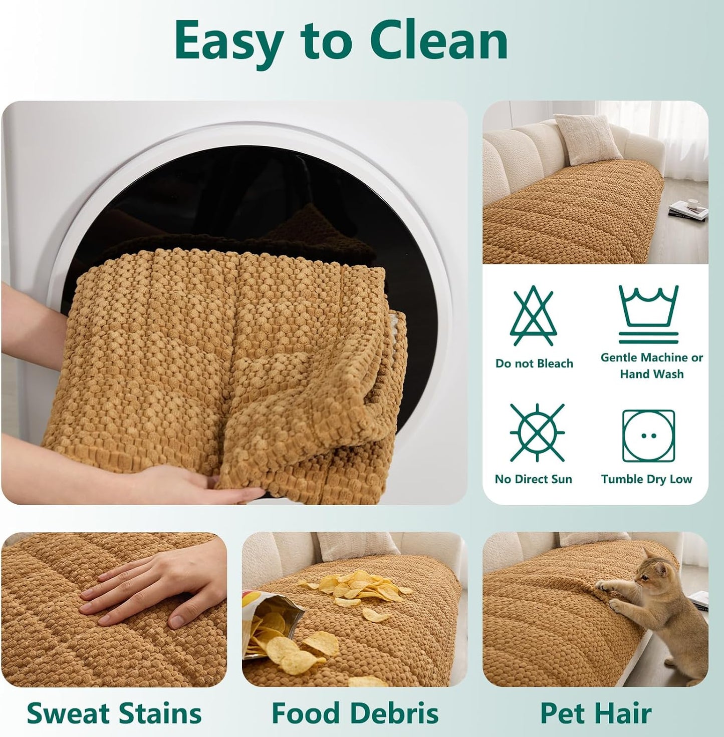 Waterproof Sofa Covers for Pets, Non Slip Fuzzy Couch Cover, Dog Furniture Bed Protector, Soft Plush Sofa Slipcover (Brown, 29"x71")
