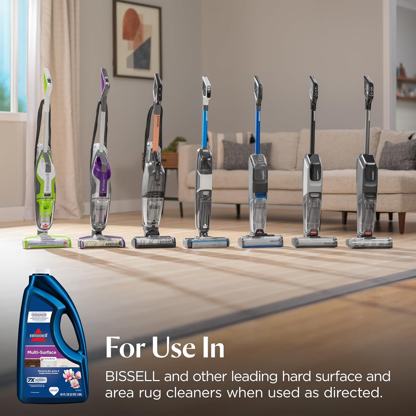 Bissell Multi-Surface Solution, For use in CrossWave and other leading hard surface and area rug cleaners, 64oz, Dissolves dirt, grime, and tough sticky messes