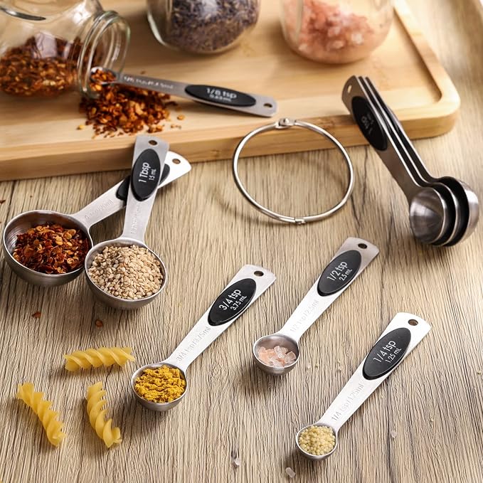 Magnetic Measuring Spoons Set of 9 Stainless Steel Stackable Measuring Spoons - Image 8