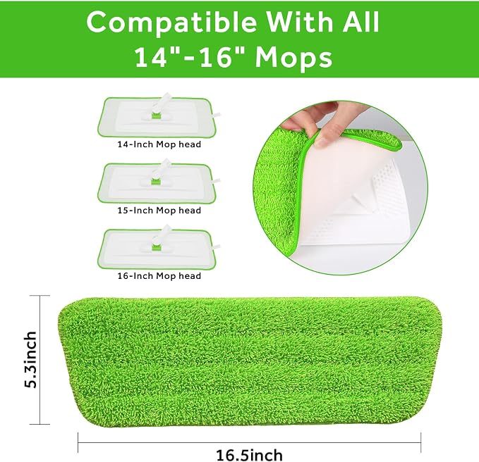 16.5 inch Mop Pads Refills, 3 Pack Microfiber Reusable Replacement Mop Pads - Image 2