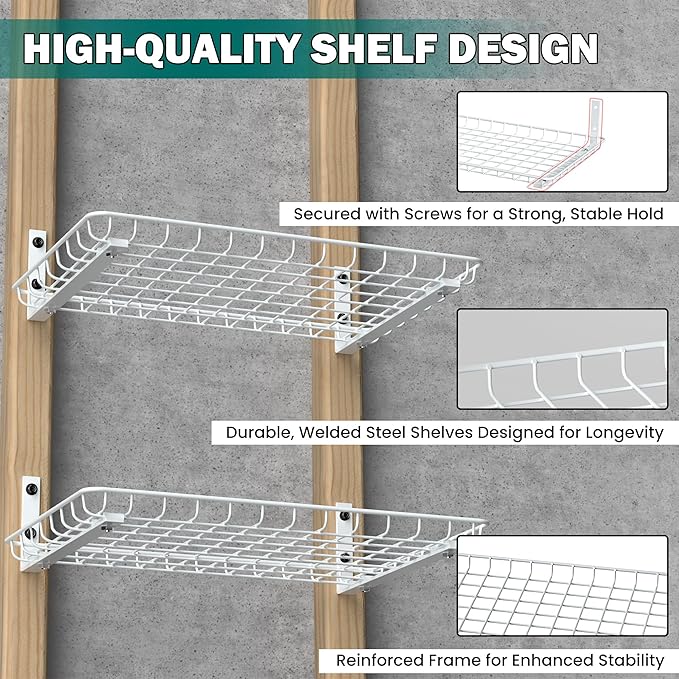 EVERHANGER Garage Wall Shelves 12x18 Inch, Wall Mounted Storage Shelf, Metal - Image 5