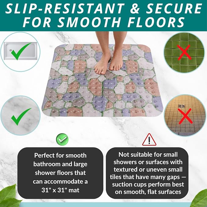 ENKOSI Extra Large Square Non Slip Shower Mat - Image 5