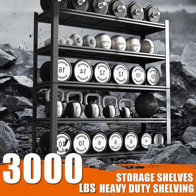 84“H Garage Shelving Heavy Duty Storage Shelves 3000 LBS Adjustable 5 Tier - Image 3