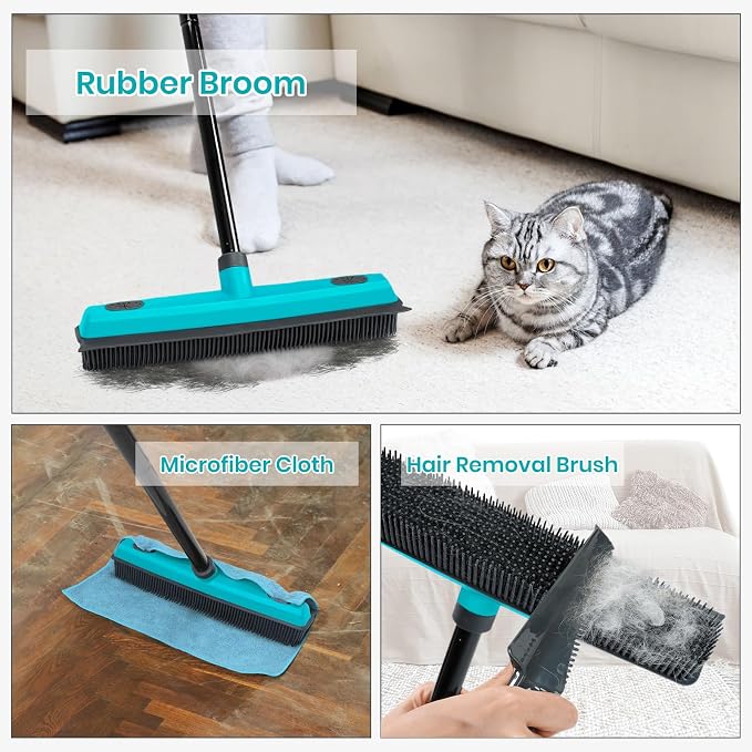 MAVRIZ Pet Hair Removal Broom Carpet Rake Rubber Broom - Image 7
