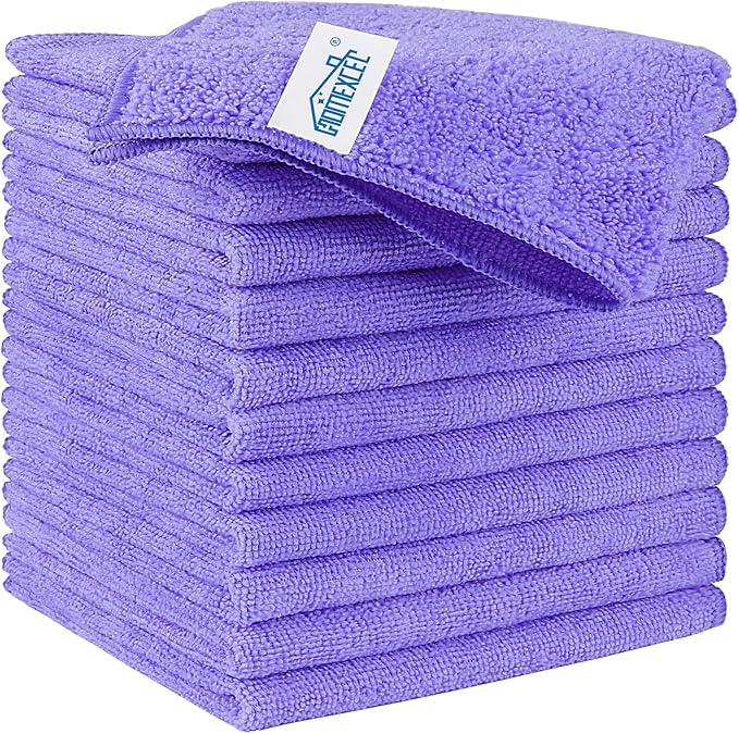 HOMEXCEL Purple Microfiber Cleaning Cloth, 12 Pack Premium Microfiber Towels by HOMEXCEL
