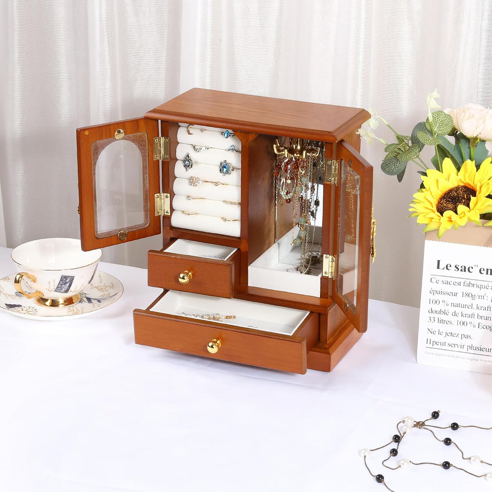 Kendal Wooden Jewelry Box for Women, Graduation Gift Solid Jewelry Holder Org...