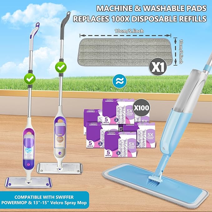 Spray Wet Mops for Hardwood Floors- MEXERRIS Microfiber Dust Dry Mop - Image 2