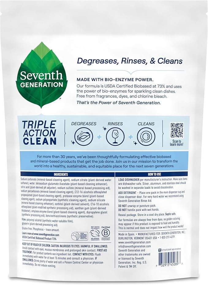 Seventh Generation Triple Action Clean Automatic Dishwasher Detergent Packs - Image 2