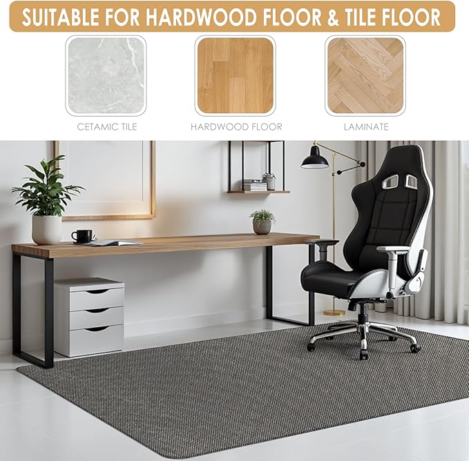 Kuyal Office Chair Mat for Hardwood Floor, Anti Slip, Non-Curve Computer Chair - Image 5