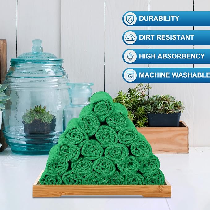 Tenare 100 Pack 12'' x 12'' Microfiber Cleaning Cloths Reusable Cleaning Rags - Image 3