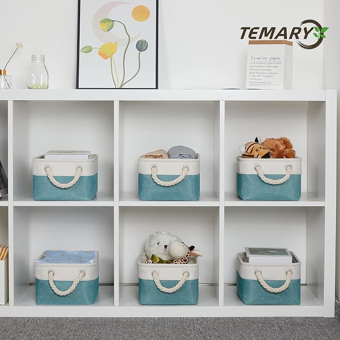 Temary Small Fabric Basket Shelf Storage Bins - Image 6