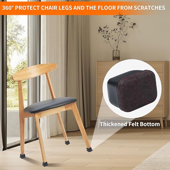 Ezprotekt 16 Pcs Rectangle Black Silicone Chair Leg Floor Protectors, Rectangle - Image 7