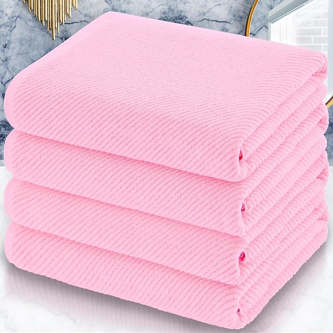 VOOVA & MOVAS Pink Bath Towels Set of 4, Large 30" x 56" by VOOVAMOVAS