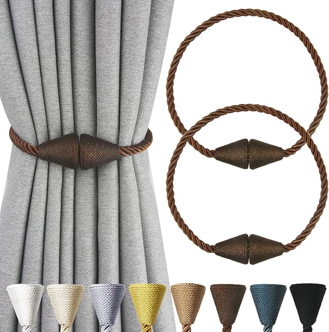 2 Pack Magnetic Curtain Tiebacks Rope Modern Handmade Curtain Tie Backs by CurtianTiebacks
